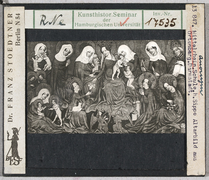 Vorschaubild Darmstadt, Museum: Mittelrheinische Schule, Altartafel aus Ortenberg, Heilige Sippe (Stoedtner-Nr. 13847) 